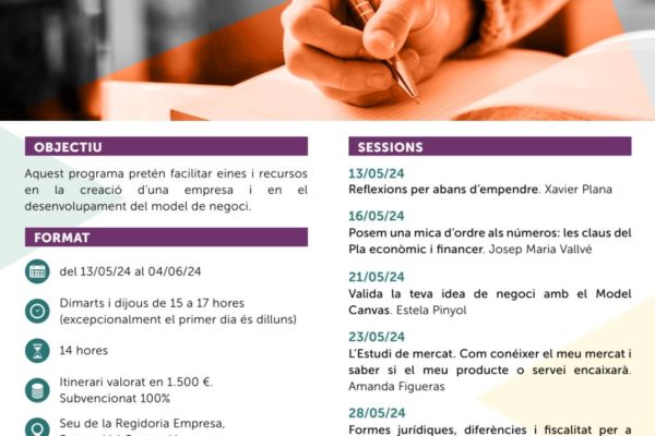 La Regidoria d’Empresa, Formació i Ocupació posa en marxa una nova edició del programa d’acompanyament a l’emprenedoria