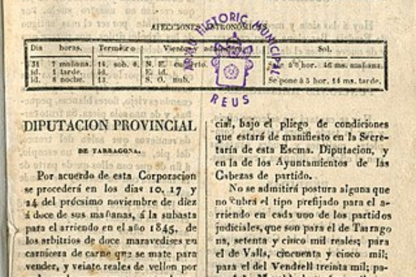 Una de les capçaleres històriques de premsa diària a Reus